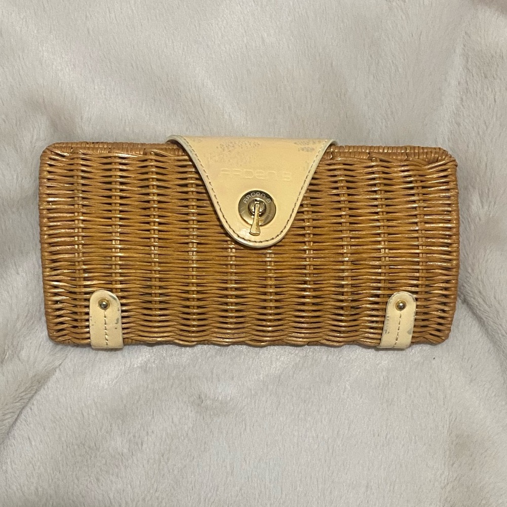Tan Wicker Arden B Clutch